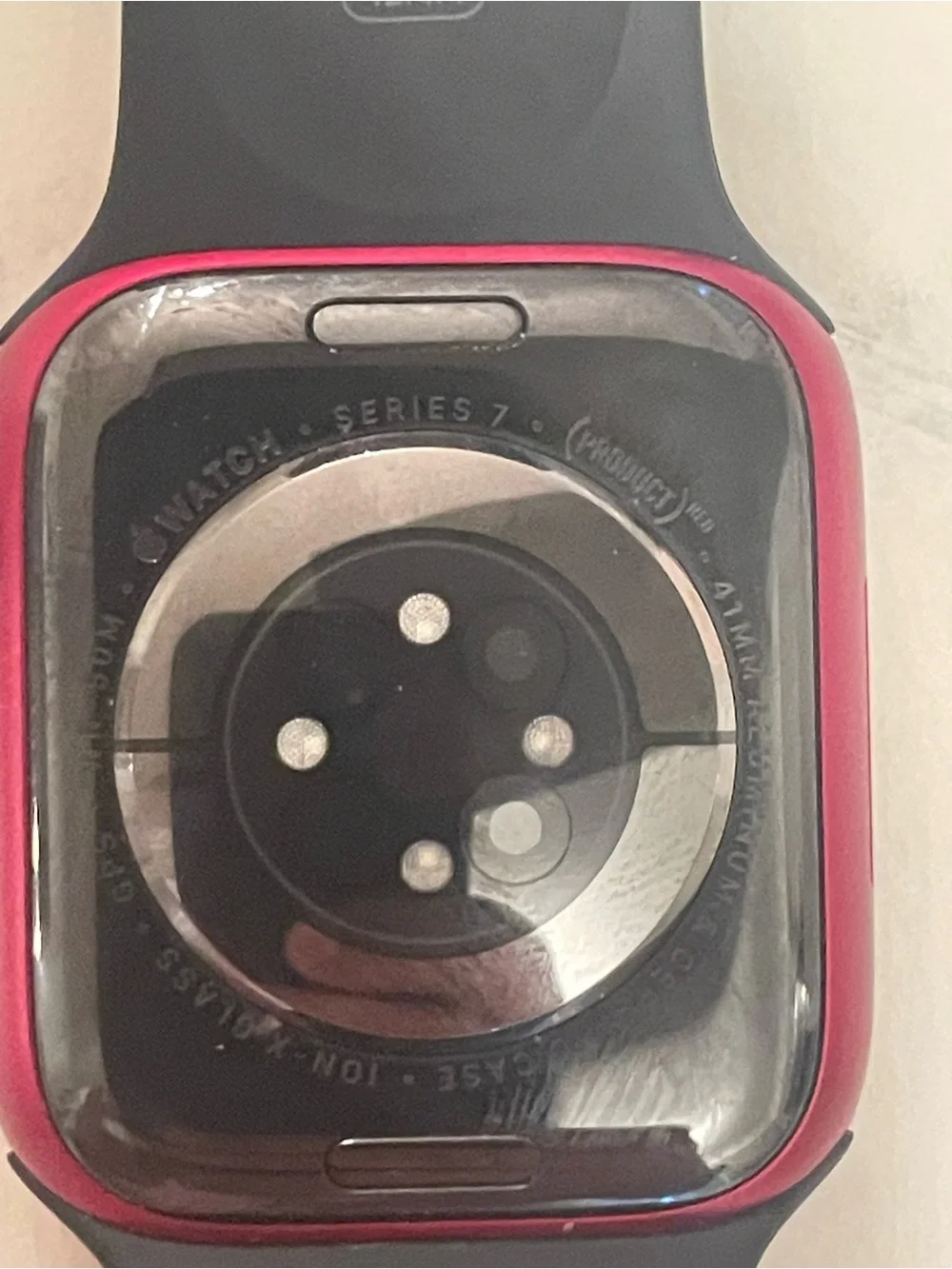 Apple Watch Red Case with Black Sport Band